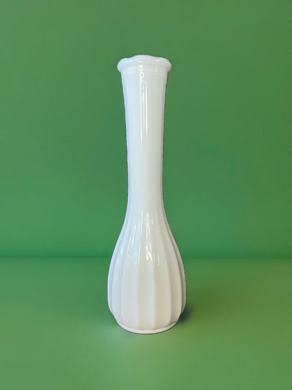 Vintage CLG Co. 8 1/2” White Milk Glass Bud Vase Carr-Lowrey Glass MCM